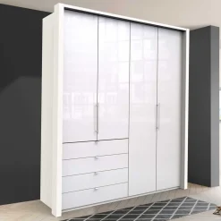 Schlafraum Kleiderschrank in Weiß Glas Front - Dolienca