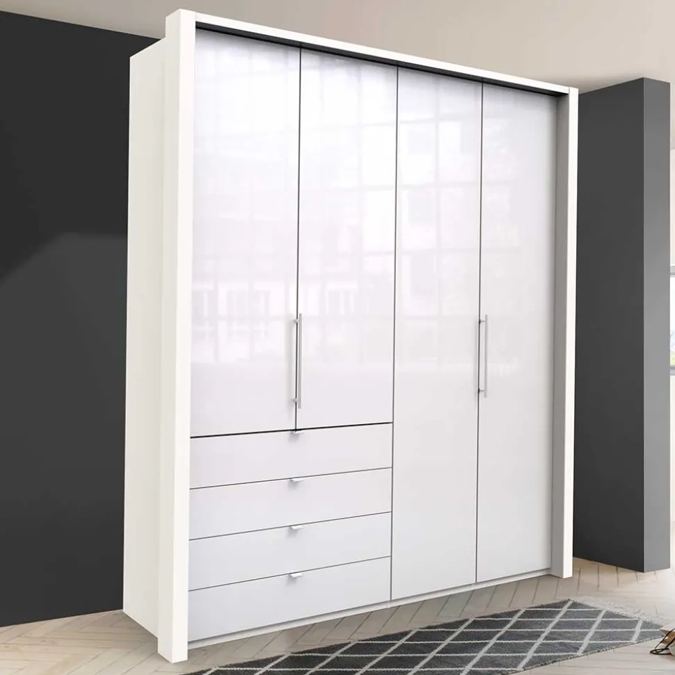 Schlafraum Kleiderschrank in Weiß Glas Front - Dolienca