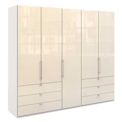 Schlafraum Kleiderschrank in Cremefarben Glas Front - Zidarie