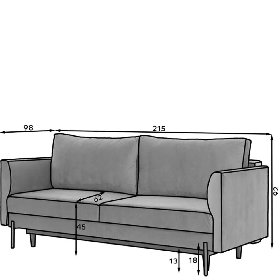 Schlafsofa in meliertem Blaugrau Stoffbezug - Ipsum