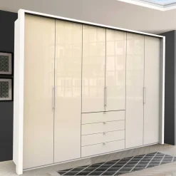 Schlafzimmer Falttürenschrank in Creme Weiß - Zidarie