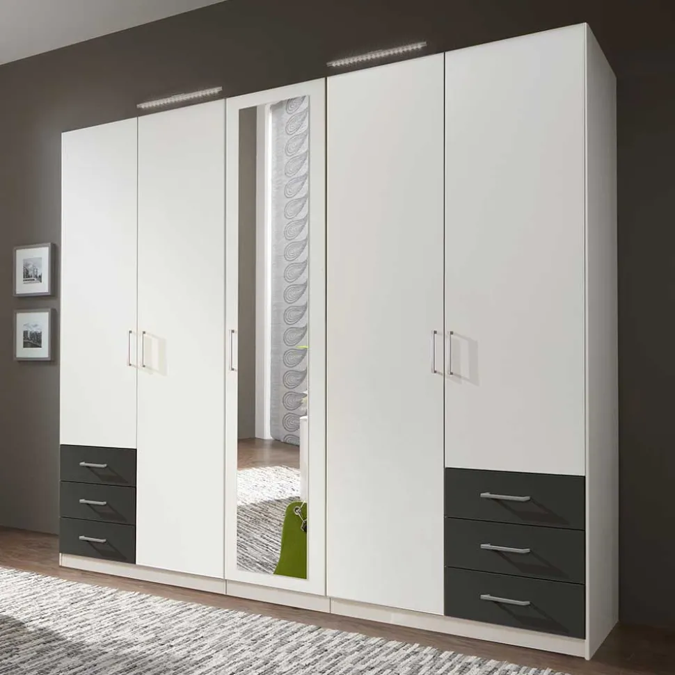 Schlafzimmer Kleiderschrank in Weiß mit Dunkelgrau - Donnsai