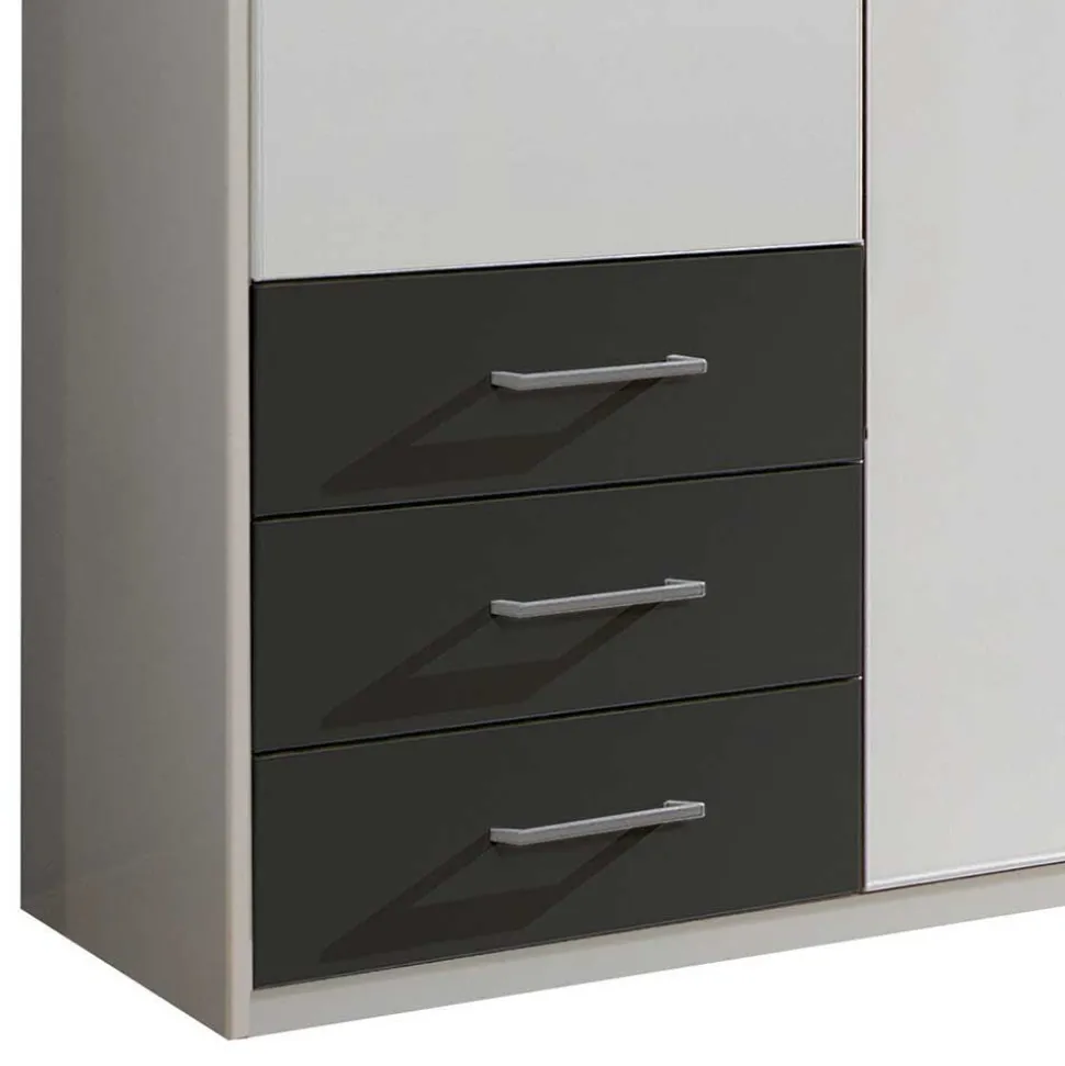 Schlafzimmer Kleiderschrank in Weiß mit Dunkelgrau - Donnsai