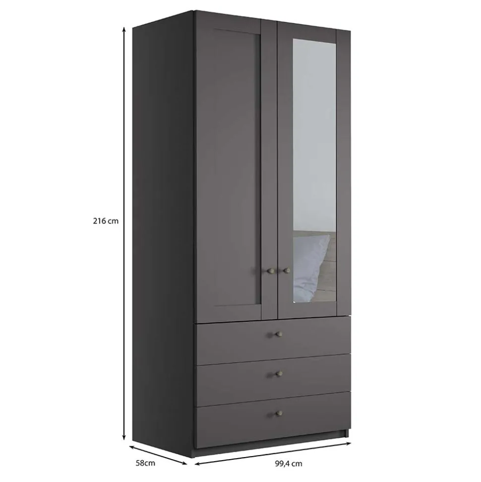 Schlafzimmer Kleiderschrank in Dunkelgrau - Mataram