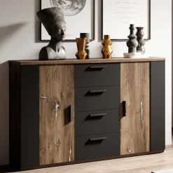 Schlafzimmer Kommode in Eiche Dunkel Dekor - Rose