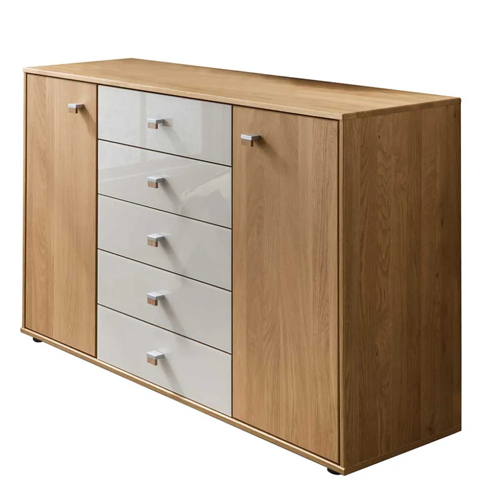 Schlafzimmer Kommode in Eichefarben & Beige - Emdsiva