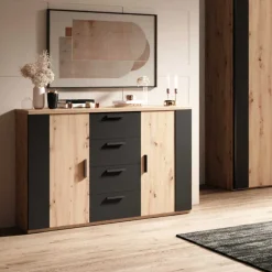 Schlafzimmer Kommode in Wildeiche NB & Schwarz - Potsdam