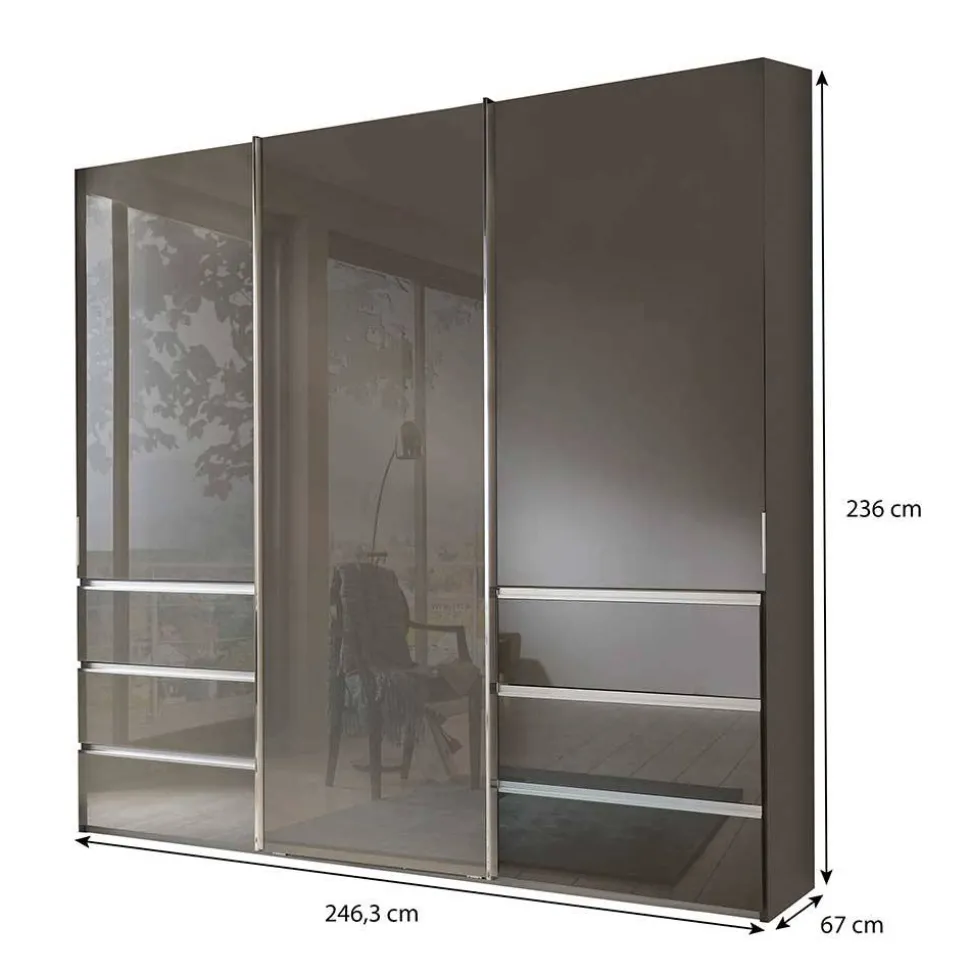 Schlafzimmerschrank in Braun Glasfront - Cudossy