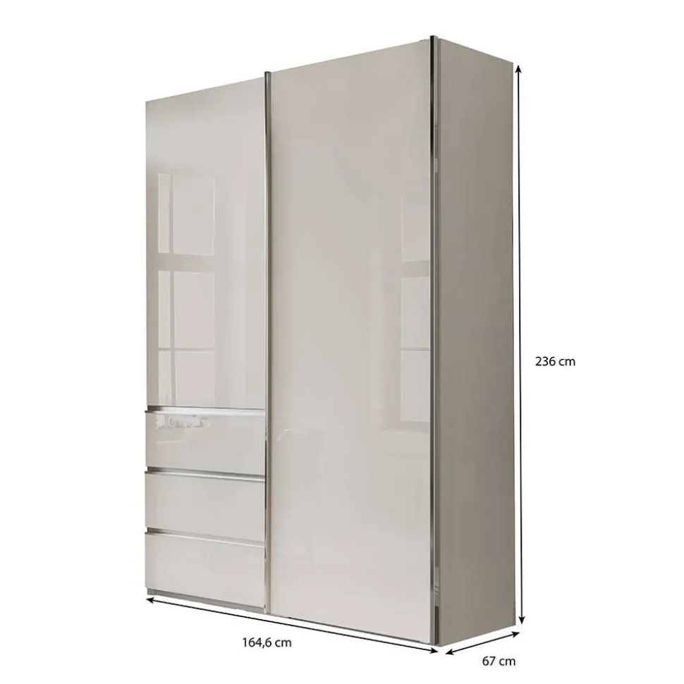 Schlafzimmerschrank in Champagner Glasfront 165 cm - Dustins
