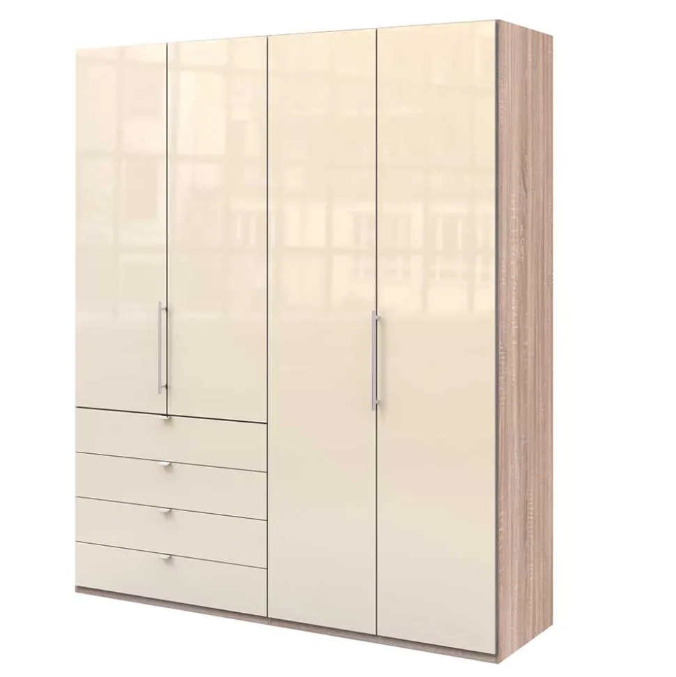 Schlafzimmerschrank mit 2 Falttüren und 4 Schubkästen - Rativian