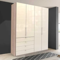 Schlafzimmerschrank mit 2 Falttüren und 4 Schubkästen - Rativian