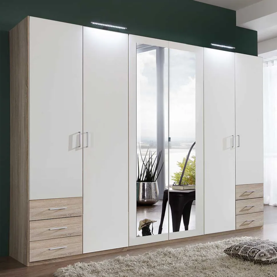Schlafzimmerschrank mit 6 Türen und Schubladen - Classima