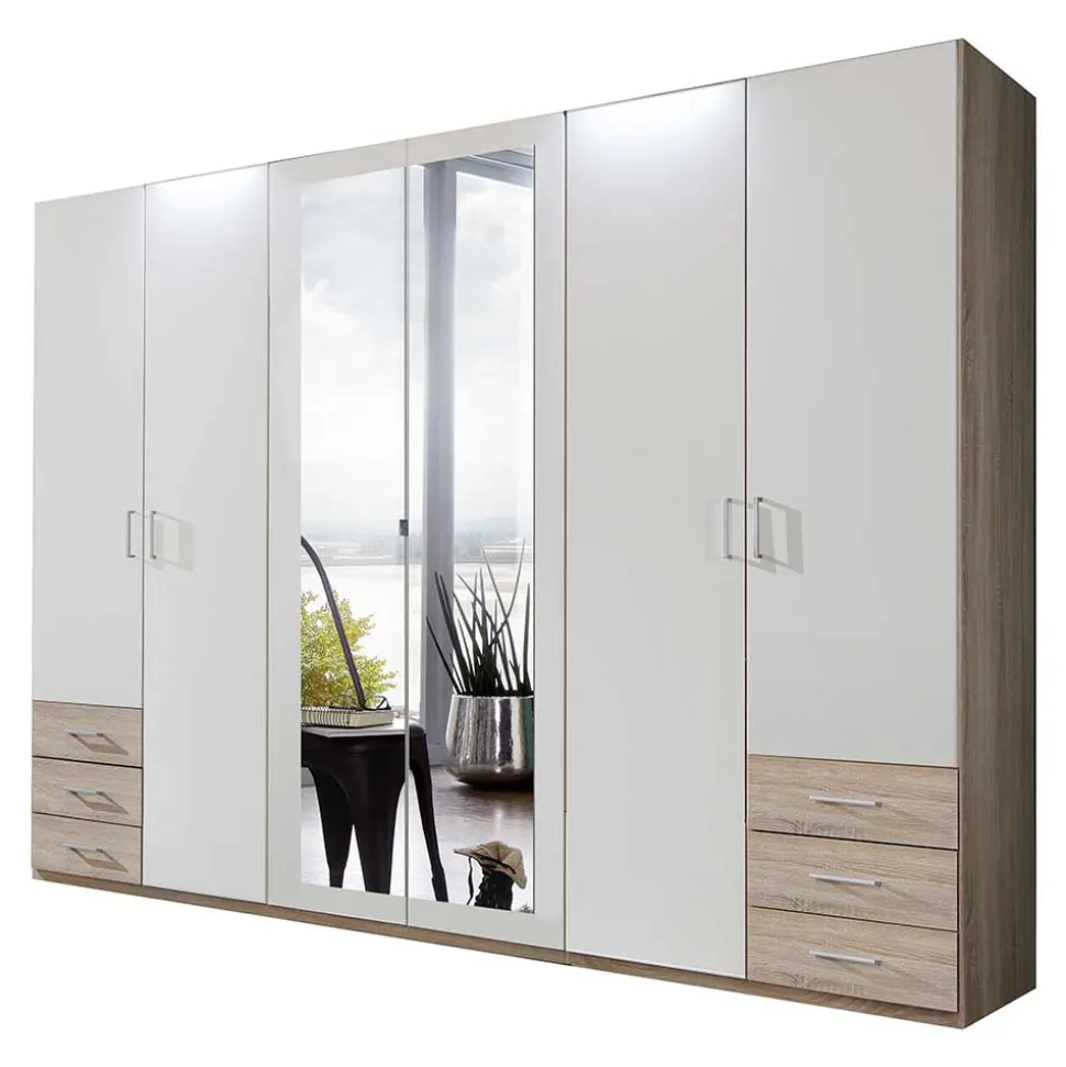 Schlafzimmerschrank mit 6 Türen und Schubladen - Classima