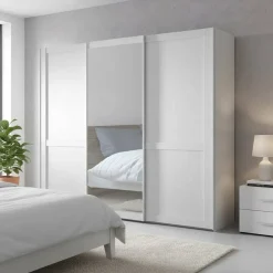 Schlafzimmerschrank mit Schwebetüren in Weiß - Flinn