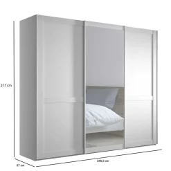 Schlafzimmerschrank mit Schwebetüren in Weiß - Flinn