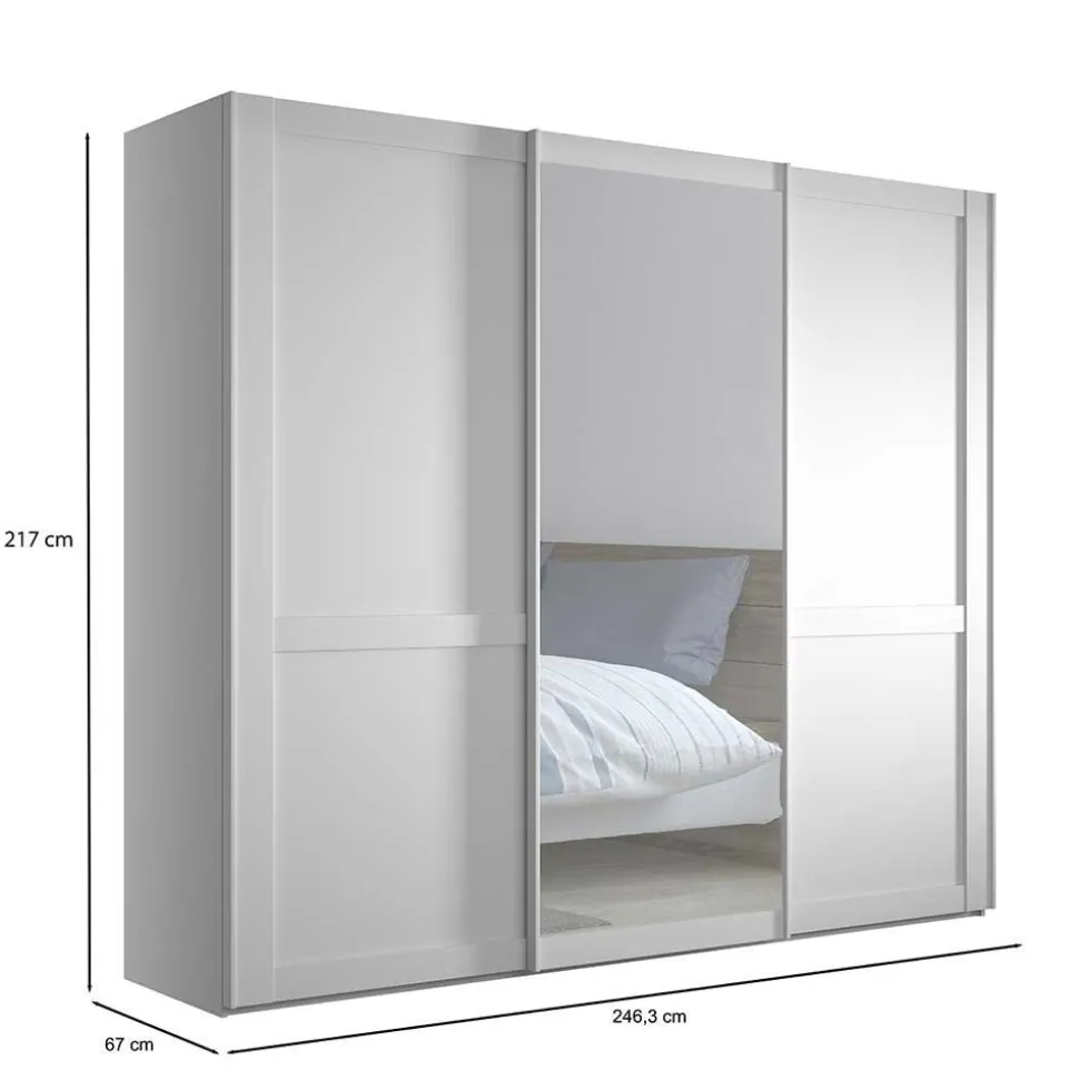 Schlafzimmerschrank mit Schwebetüren in Weiß - Flinn