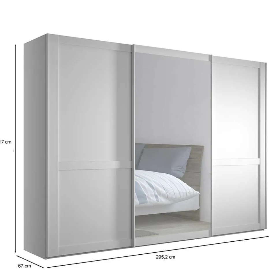 Schlafzimmerschrank mit Schwebetüren in Weiß - Flinn