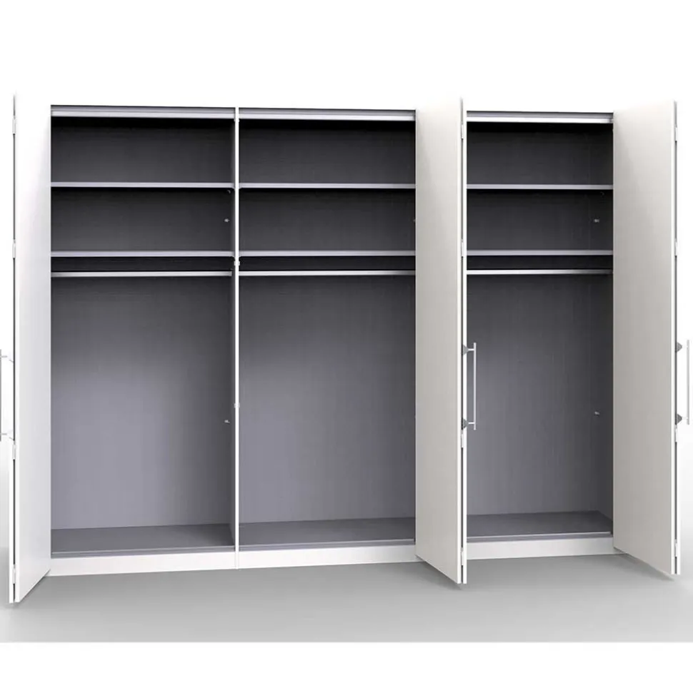 Schlafzimmerschrank mit Spiegel & Glas Front in Weiß - Dolienca