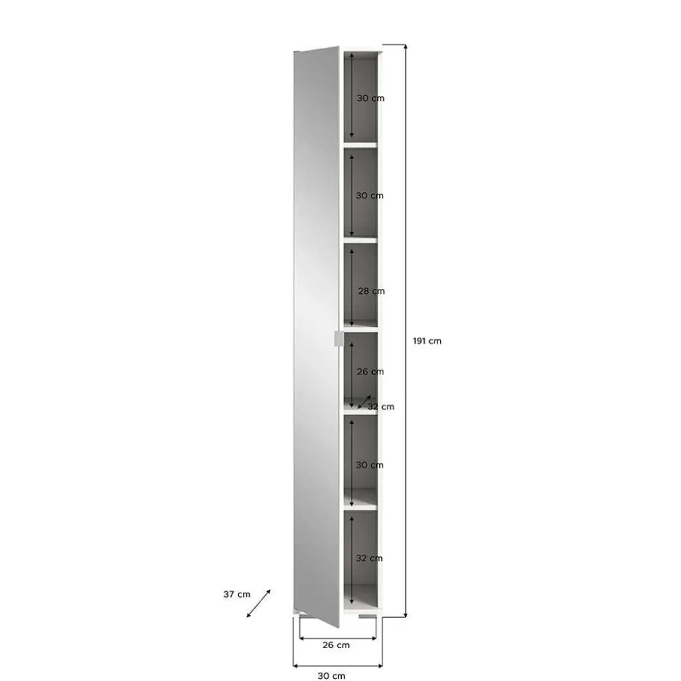 Schmaler Dielenschrank mit Spiegeltür - Rugova