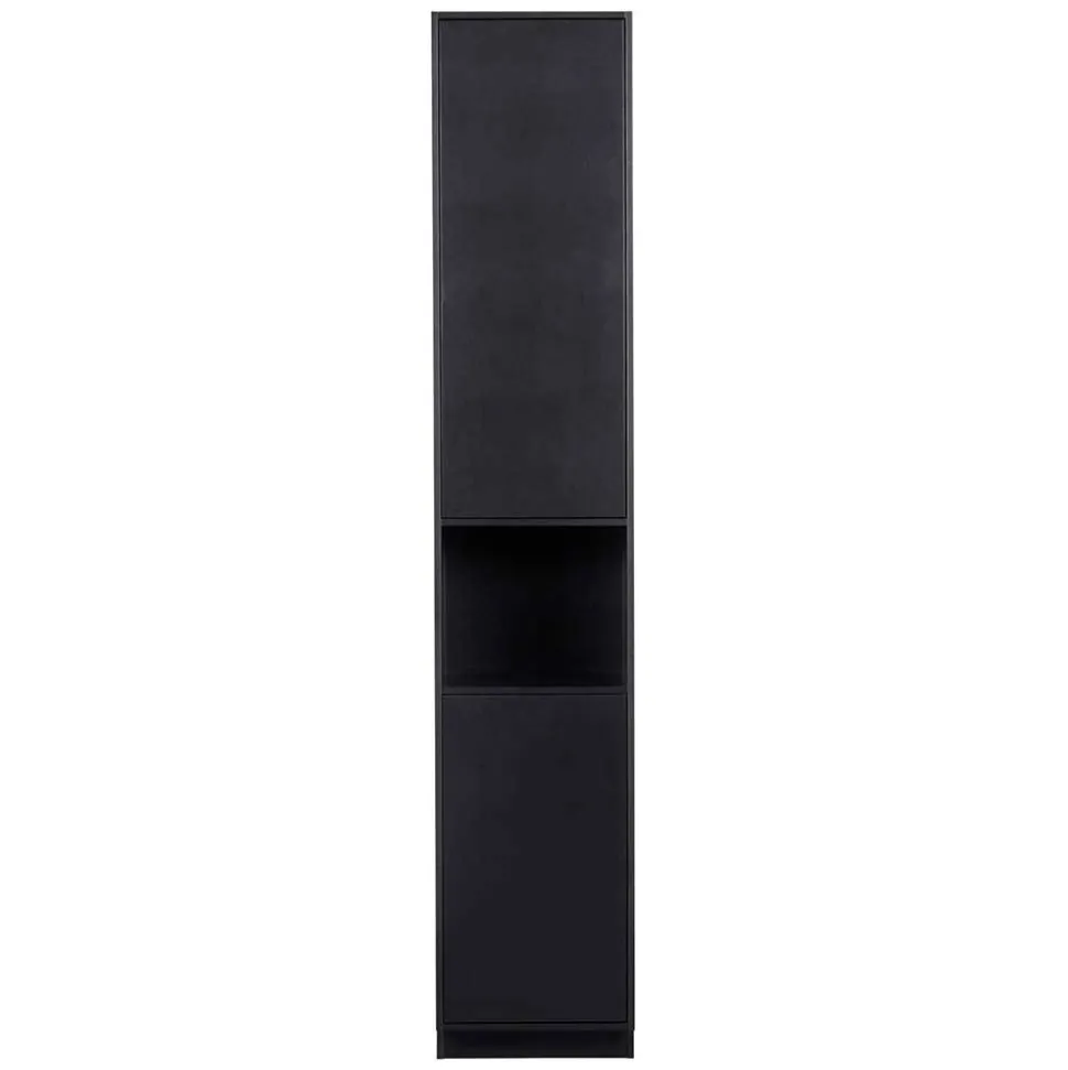 Schmaler Hochschrank in Schwarz Kiefernholz teilmassiv - Niwidus
