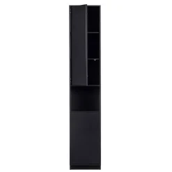 Schmaler Hochschrank in Schwarz Kiefernholz teilmassiv - Niwidus