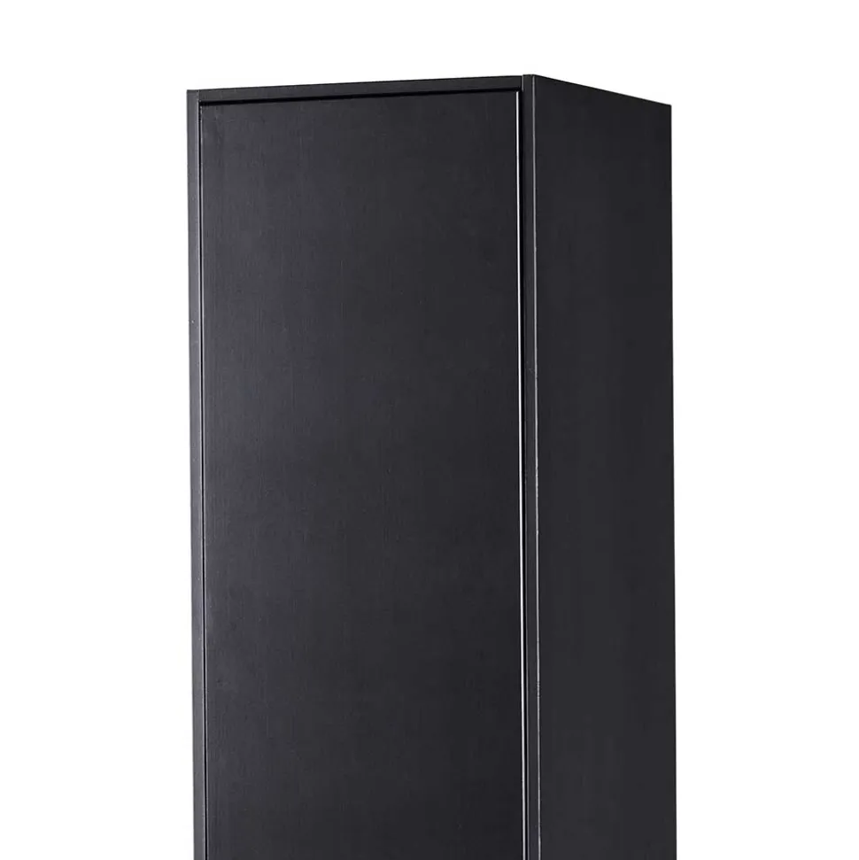 Schmaler Hochschrank in Schwarz Kiefernholz teilmassiv - Niwidus