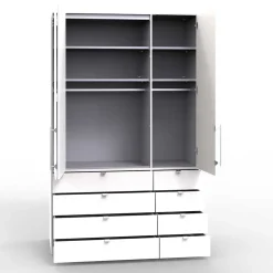 Schmaler Kleiderschrank in Cremefarben - Rativian