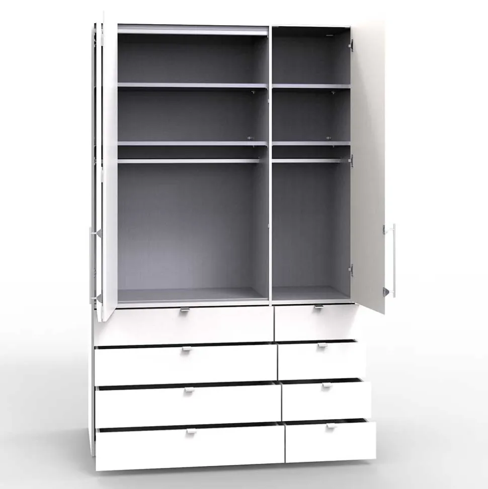 Schmaler Kleiderschrank in Cremefarben - Rativian
