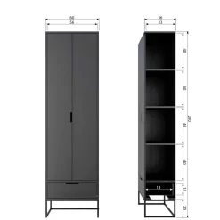 Schrank in Hellgrau mit Bügelgestell - Lergavano