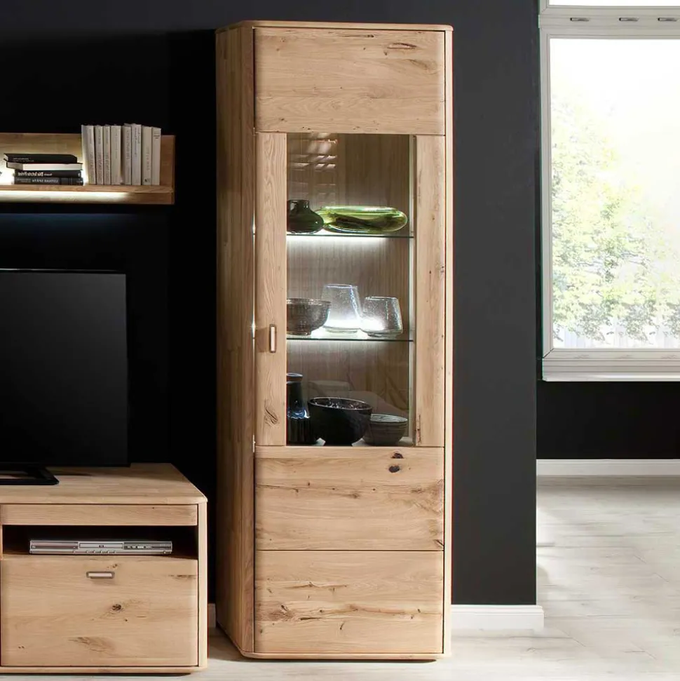 Schrank Vitrine aus Eiche Massivholz - Destal