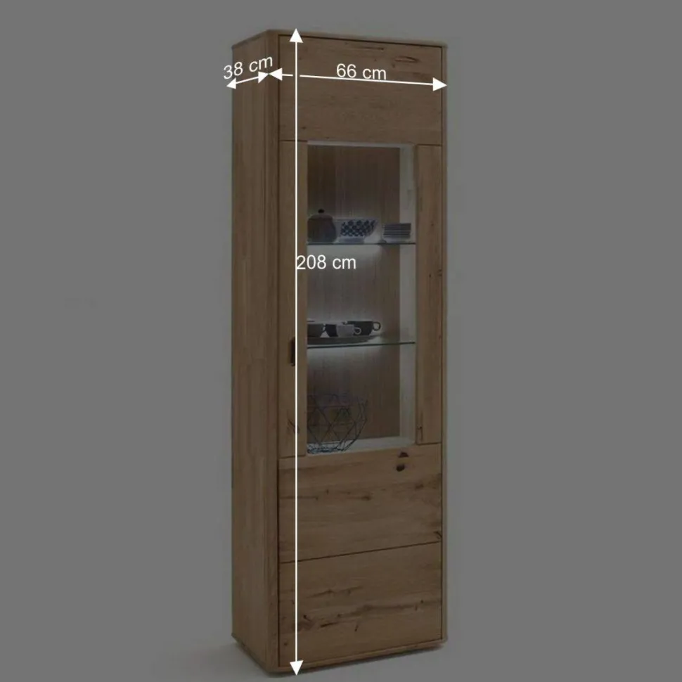 Schrank Vitrine aus Eiche Massivholz - Destal