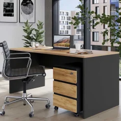 Schreibtisch & Rollcontainer 158x79 cm - Contrage (zweiteilig)