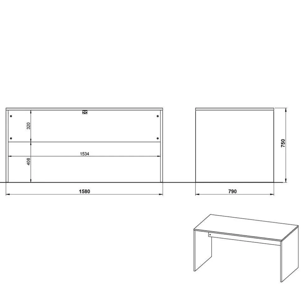 Schreibtisch & Rollcontainer 158x79 cm - Contrage (zweiteilig)