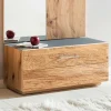 Schuhschrank mit Balkeneiche Furnier Macusos & Glasplatte Anthrazit