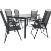 Schwarze Garten-Tischgruppe Set - Leni (siebenteilig)