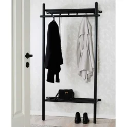 Schwarze Holz Garderobe aus Eiche Massivholz - Evlinu