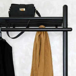 Schwarze Holz Garderobe aus Eiche Massivholz - Evlinu