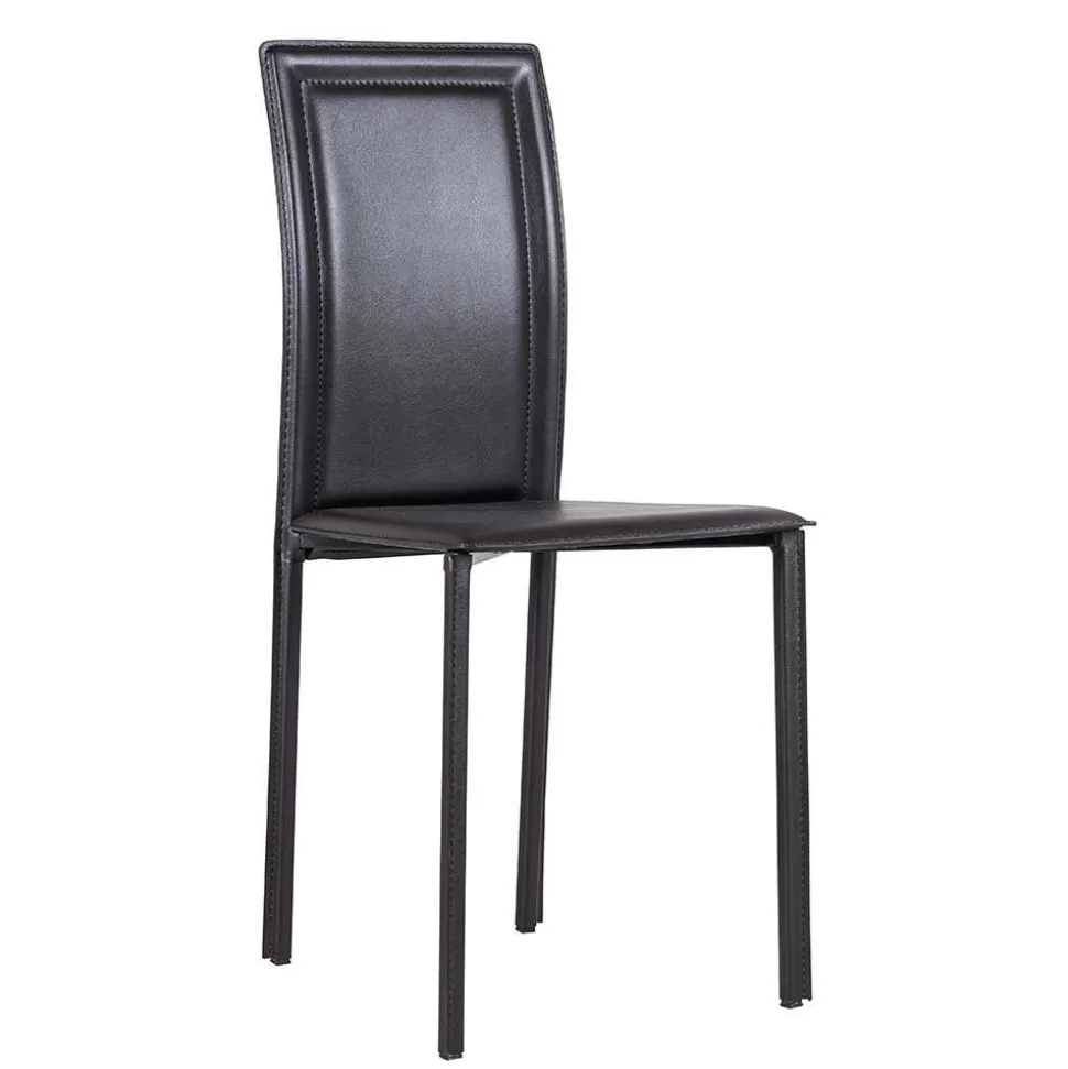 Schwarzer Esstischstuhl Buono mit Kunstleder (4er Set)