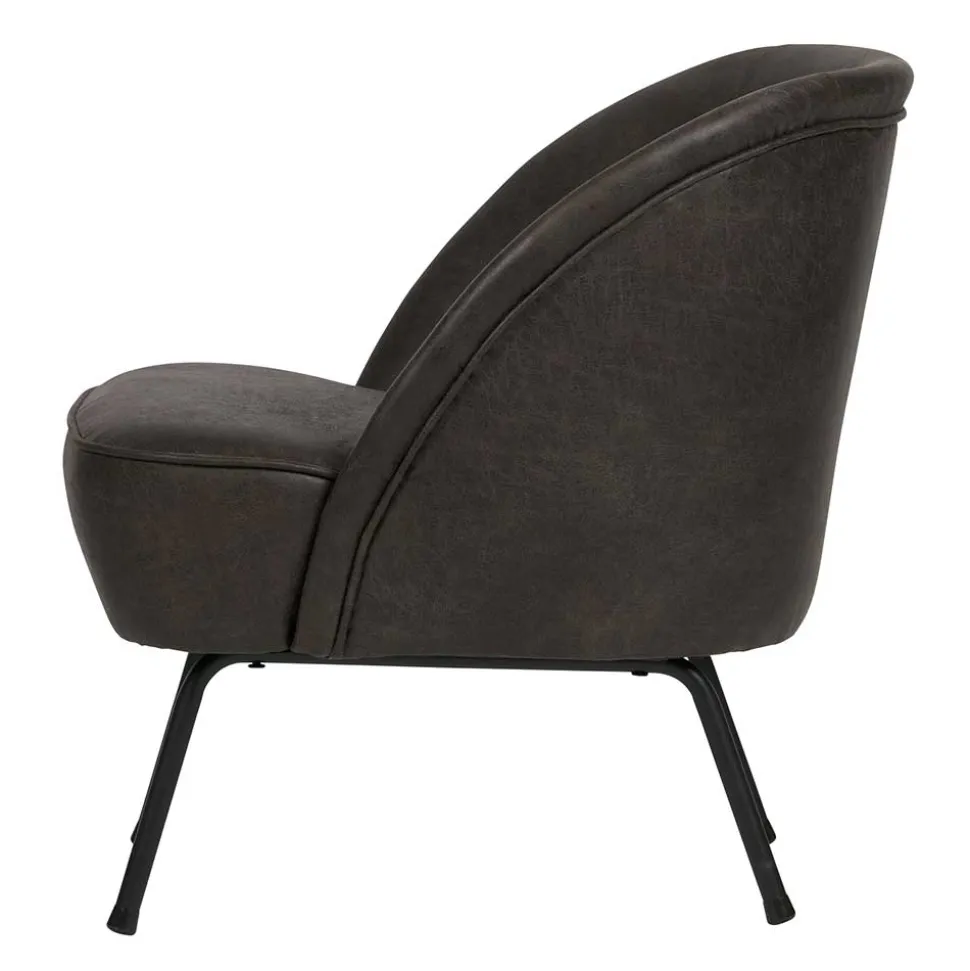 Schwarzer Ledersessel Retro Carlot aus Recyclingleder