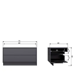 Schwarzes Lowboard mit zwei Schubladen - Niwidus