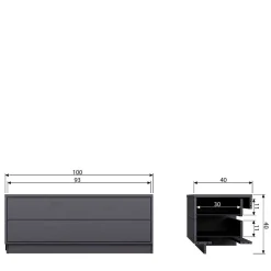 Schwarzes Lowboard mit zwei Schubladen - Niwidus