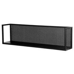 Schwarzes Metall Wandregal mit Rückwand - Bela