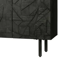Schwarzes Sideboard mit Schnitzereien Front - Eiken