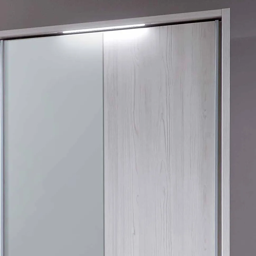 Schwebetüren Kleiderschrank Arneta in Weiß Lärche Dekor
