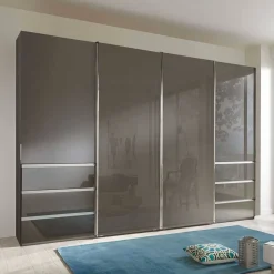 Schwebetüren-Kleiderschrank in Braun Glasfront - Radojan