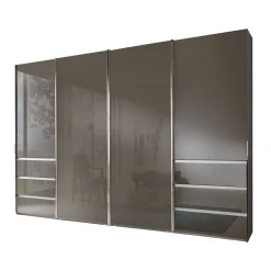 Schwebetüren-Kleiderschrank in Braun Glasfront - Radojan