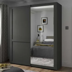 Schwebetürenschrank in Dunkelgrau foliert - Mataram