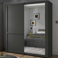 Schwebetürenschrank in Dunkelgrau foliert - Mataram