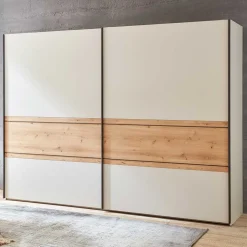 Schwebetürenschrank in Eiche Bianco & Beige - Kezmina