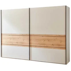 Schwebetürenschrank in Eiche Bianco & Beige - Kezmina